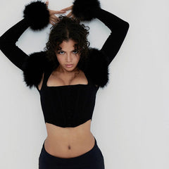 Luxurious Open Front Long Sleeve Knit Bolero Jacket - Black