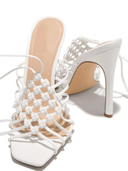 Crochet Lace Up High Heels