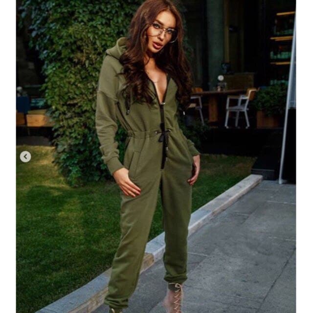 New Fashion Casual Hooded Zipper Jumpsuit