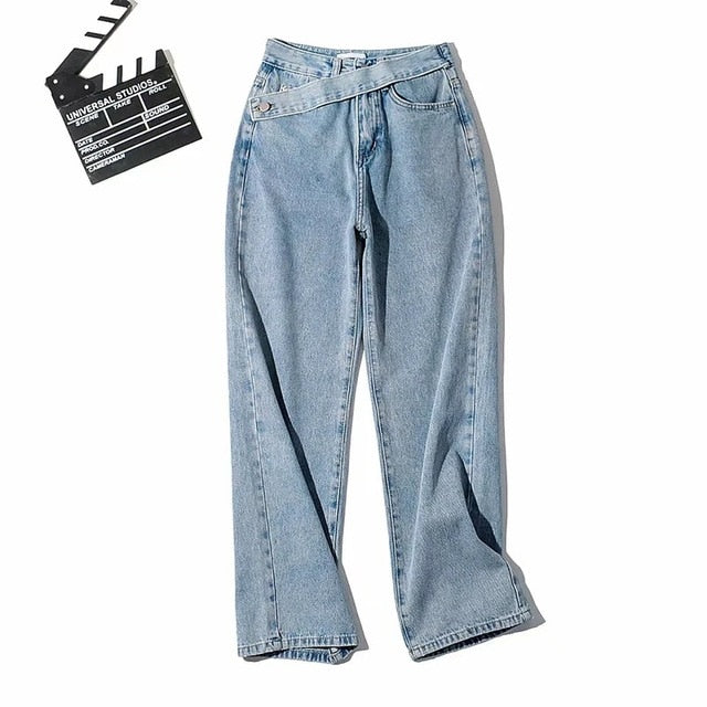 Straight Leg Denim With Double Button