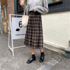 Vintage Wool Pleated Plaid Skirts