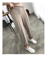 Winter Thicken Pencil Pants Plus Size Wool Pants Female Autumn High Waist Loose Trousers Capris Good Fabric