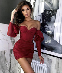 Fashion Off Shoulder Long Sleeve Mini Dress