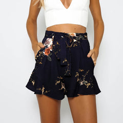 Shorts Casual Summer Ruffle Floral Print Zipper Short Plus Size Breathable Home Shorts Beachwear Hotpants