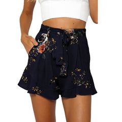 Shorts Casual Summer Ruffle Floral Print Zipper Short Plus Size Breathable Home Shorts Beachwear Hotpants