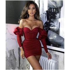 Fashion Off Shoulder Long Sleeve Mini Dress