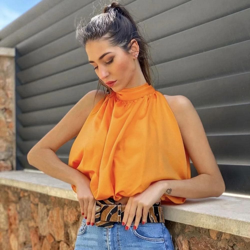 Crop Halter Sleeveless Blouses