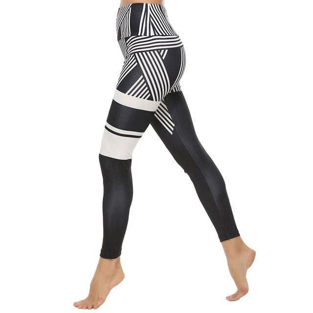 Leggings for Fitness Printed Striped Sports Female Leggings Push Up High Waisted Trousers Jogging Pants New