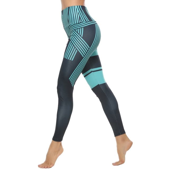 Leggings for Fitness Printed Striped Sports Female Leggings Push Up High Waisted Trousers Jogging Pants New