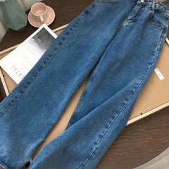 Woman High Waist Fashion Wide Jeans