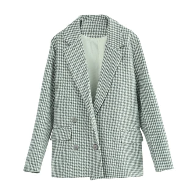 Stylish Chic Houndstooth Plaid Oversized Blazers