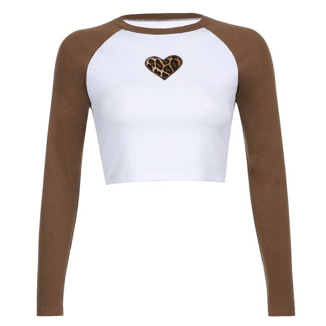 Rachel Brownary Heart Full-Sleeve Crop Top
