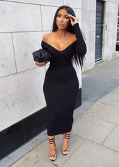 Ribbed Knitted Slim Maxi Dress