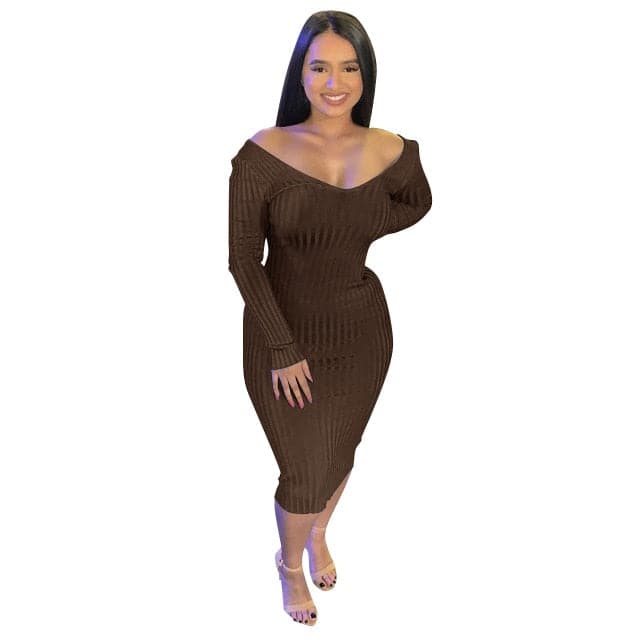 Ribbed Knitted Slim Maxi Dress