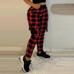 Fashion Casual Plaid Print Pants