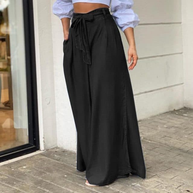 High Waist Long Pants Denim Maxi Pants