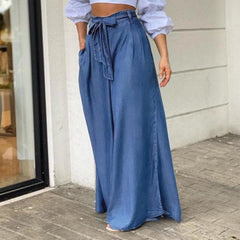 High Waist Long Pants Denim Maxi Pants