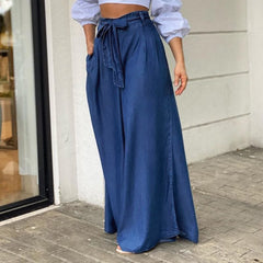 High Waist Long Pants Denim Maxi Pants