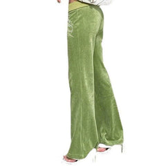 Wide Leg Pants Harajuku Green Dragon High Waist Rest Polyester Fairy Aesthetic Diamond Vintage Sweatpants Y2K Velvet