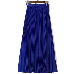 Womens High Waist Bohemian Pleated Maxi Skirts