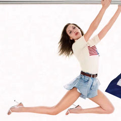 Flare Hem High Waist Wide-Leg Mini Denim Shorts - Light Blue