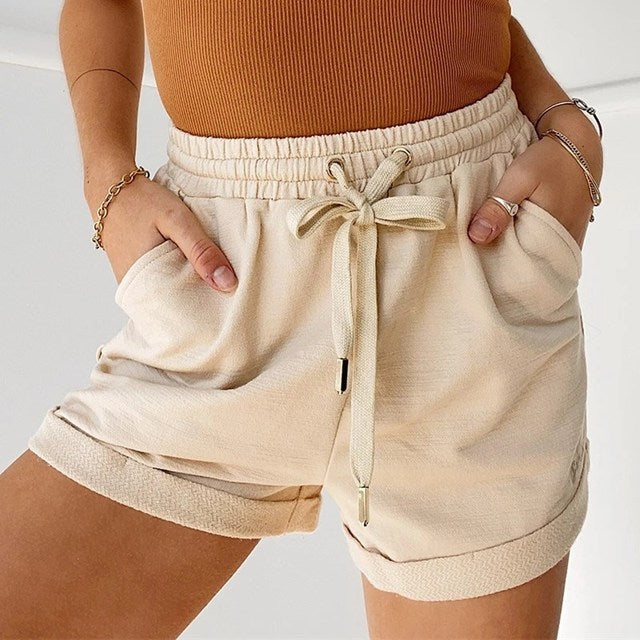 Drawstring Rolled Sport Shorts