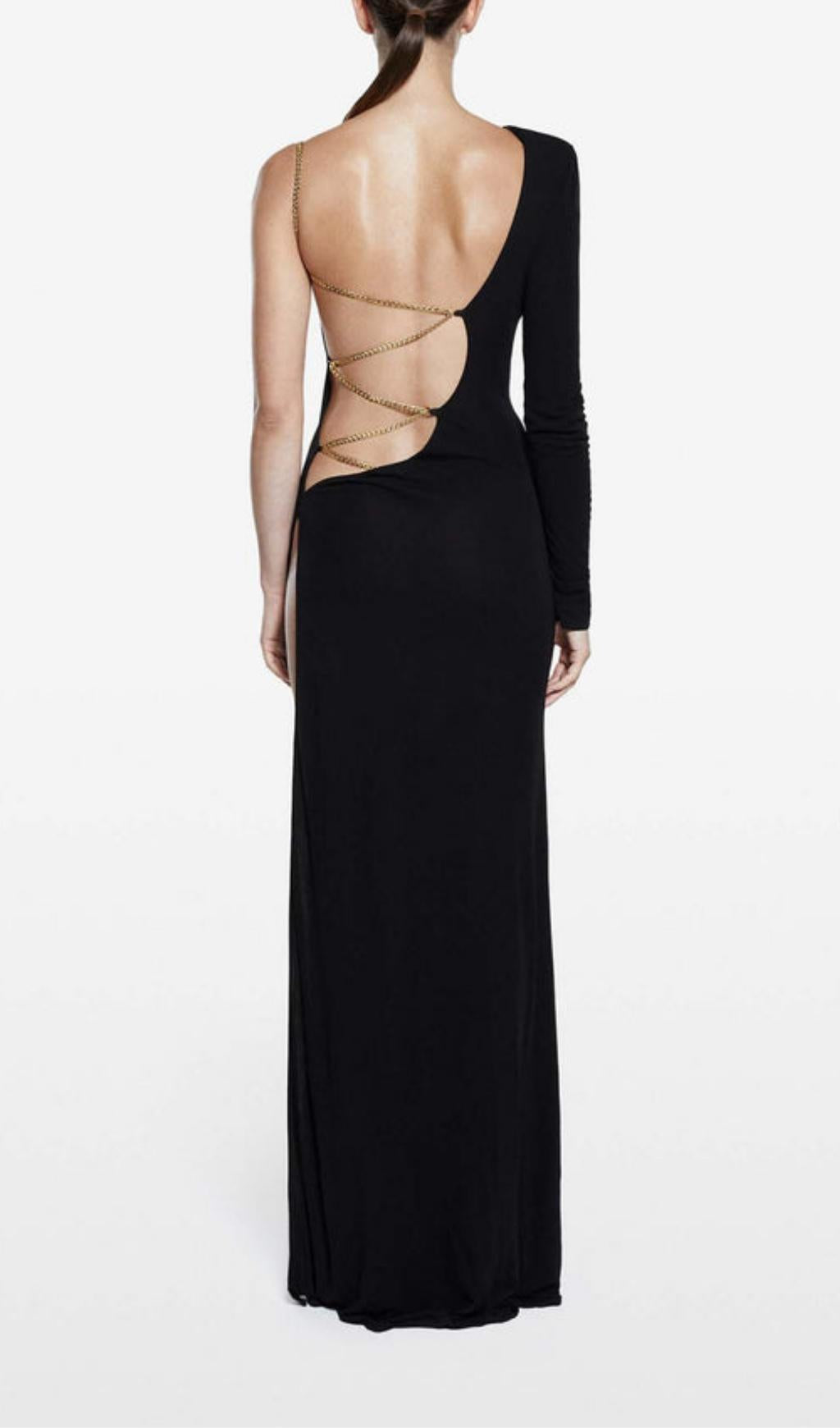 ONE SHOUDLER BACKLESS MAXI DRESS IN BLACK