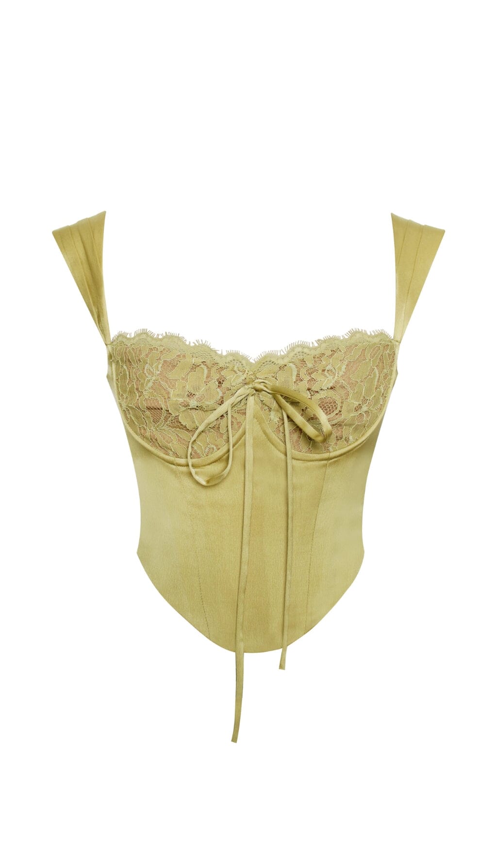 OLIVE LACE SATIN CORSET TOP