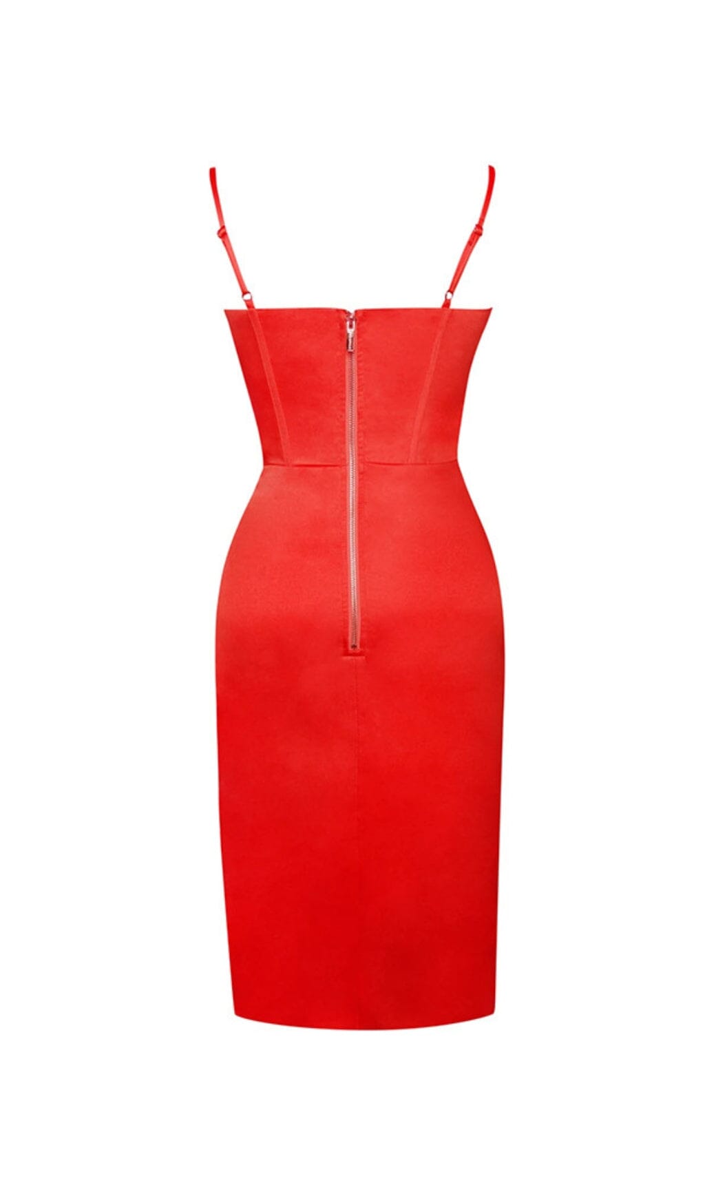 NYLA RED SATIN CORSET DRESS WITH CRYSTALS