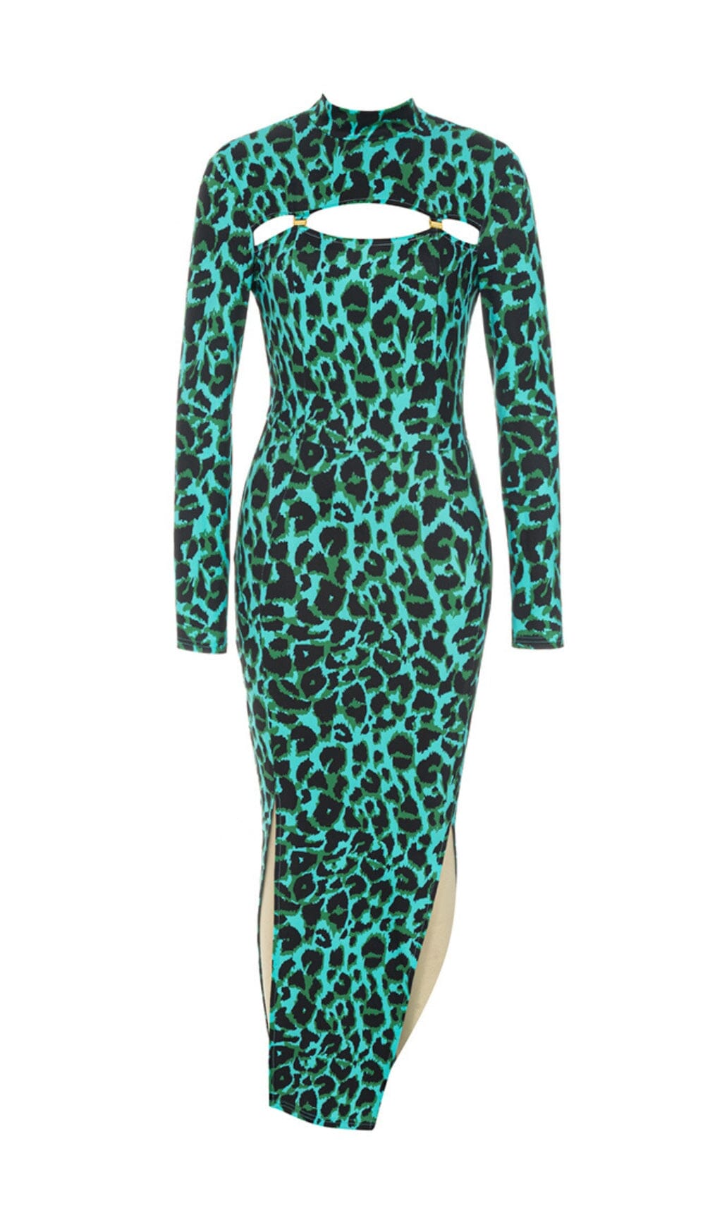 LEOPARD PRINT HOLLOW OUT MIDI DRESS IN CAMOUFLAGE