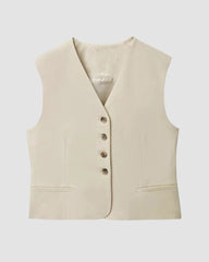 Casual Single-Breasted Sleeveless Crop Vest