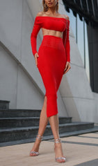 OFF THE SHOULDER BODYCON TWO PIECE SET