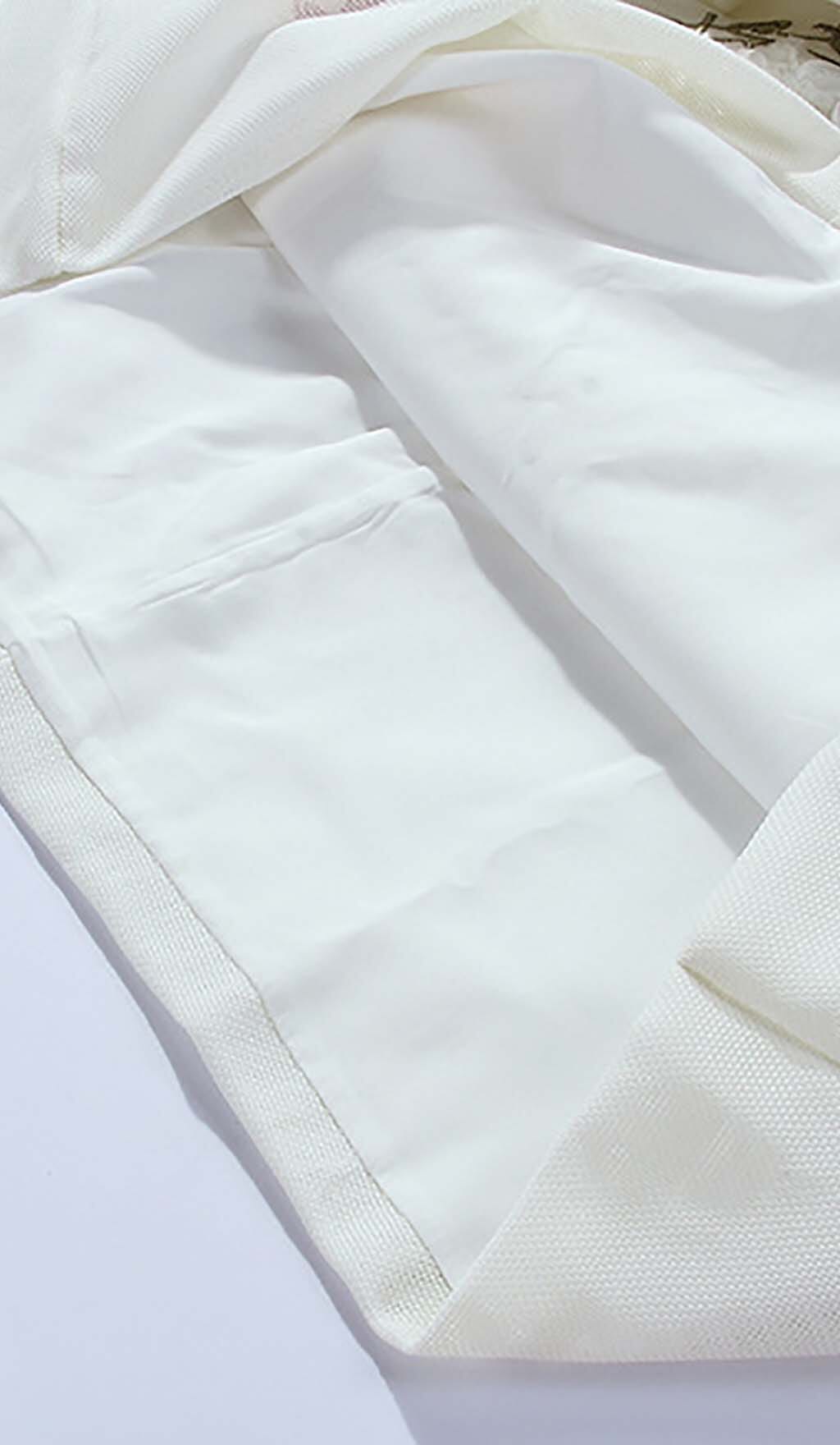 A-LINE SMOCKED MINI DRESSES IN WHITE