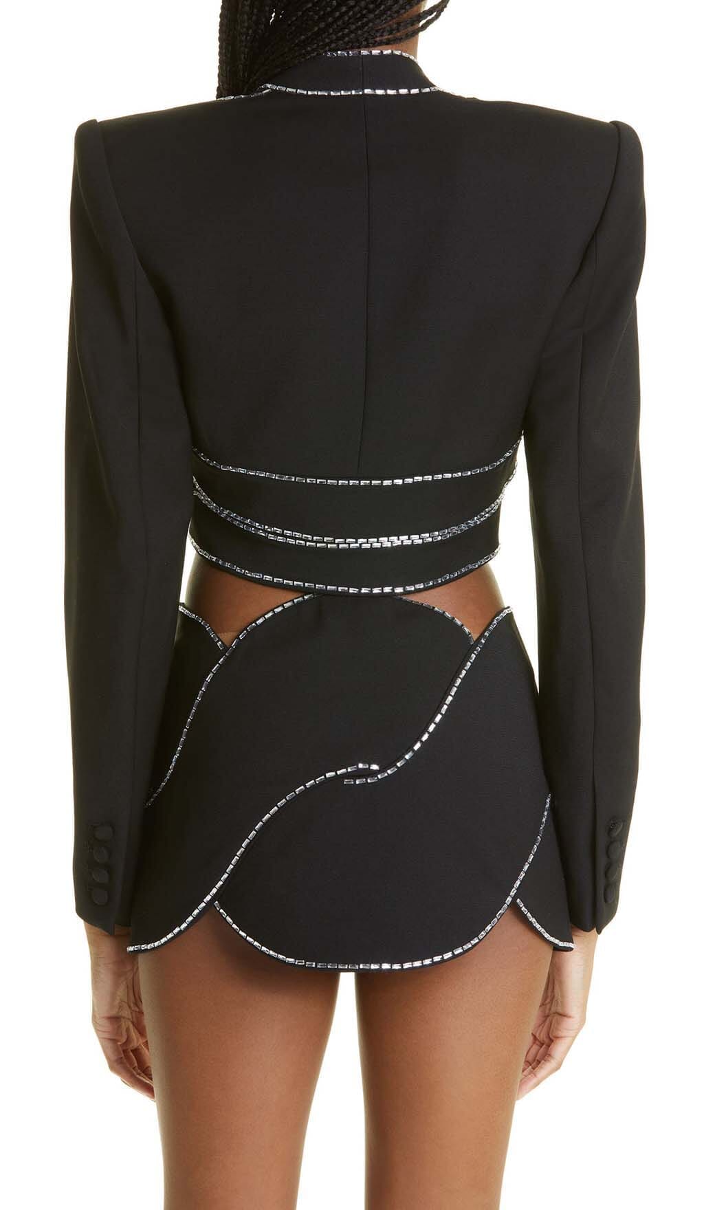 LATTICED EMBELLISHED ROPE TWO PIECES IN BLACK