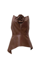 LEATHER FLOWER TOP