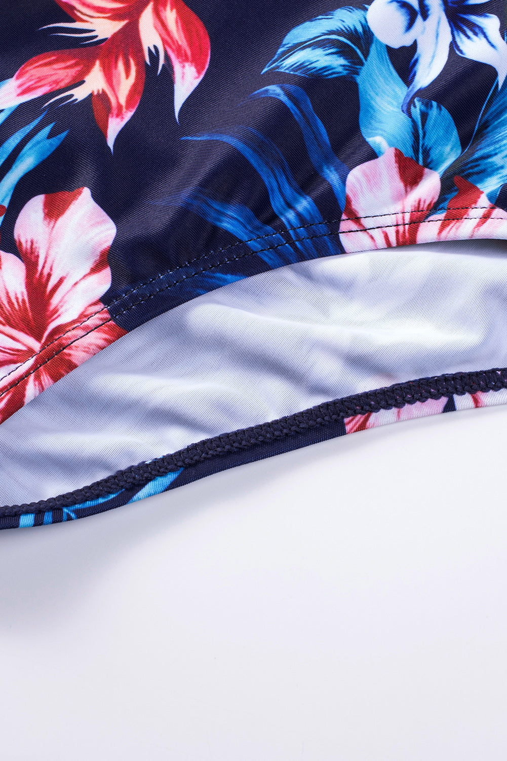 Black Floral Print Mesh Patchwork Criss Cross One-Piece Swimsuit