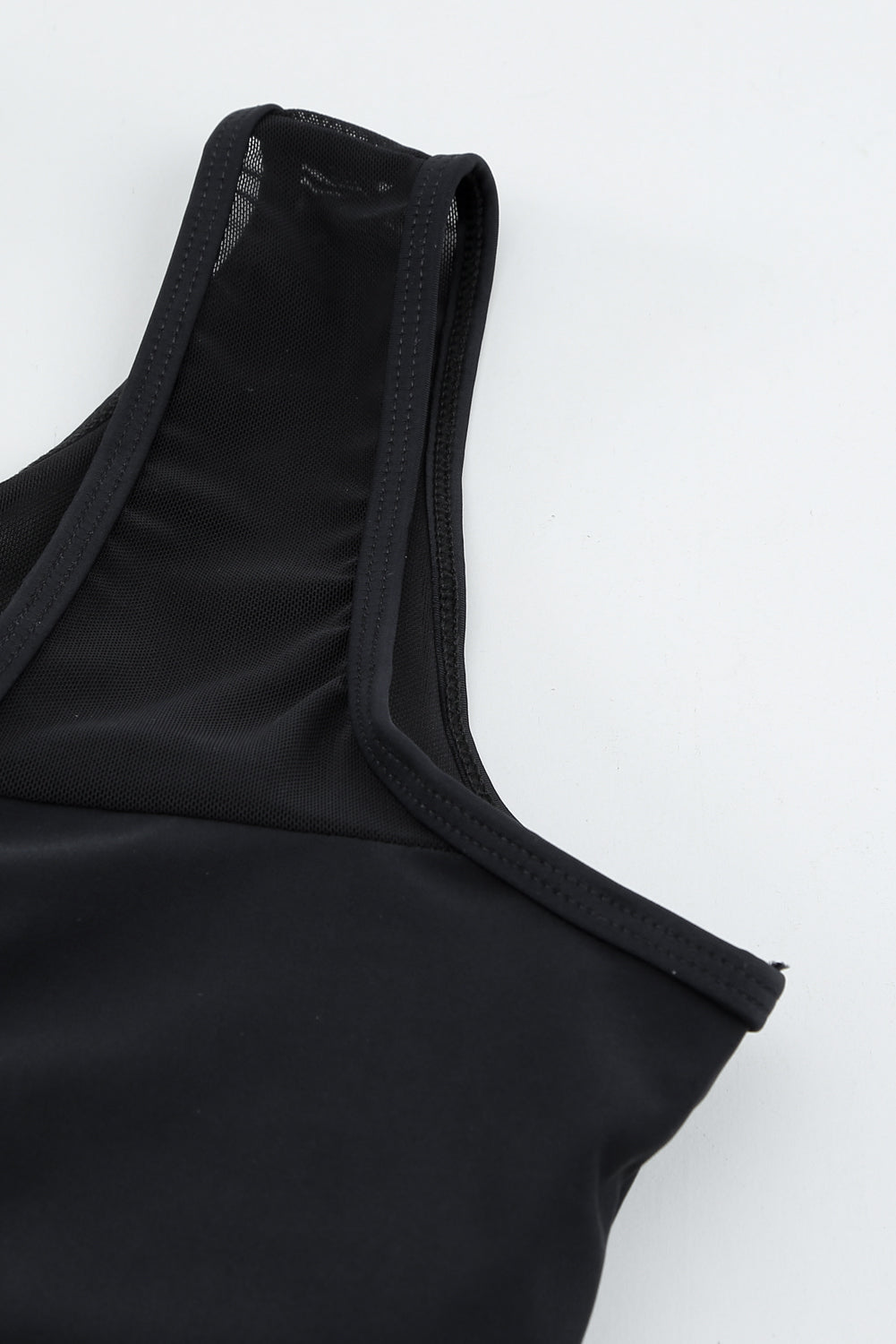 Black Strappy Hollow-Out Back Mesh One-Piece Swimwear