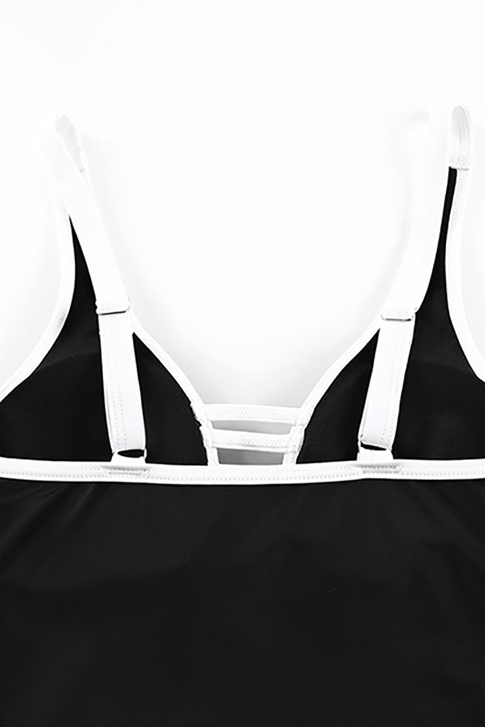 Black Strappy V Neck Side Split One-Piece Swimdress