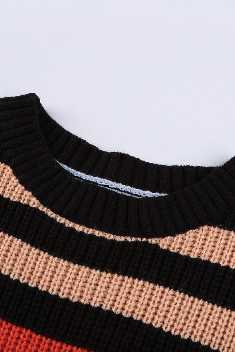 Black Striped Drop Shoulder Sweater