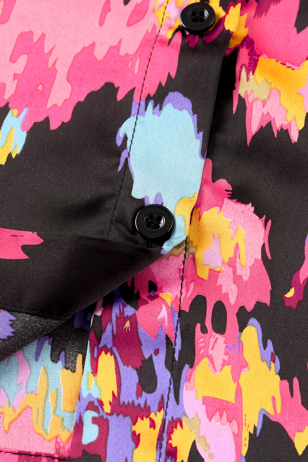 Black Tie-Dye Abstract Print Long Sleeve Shirt