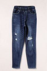 Blue Distressed High Waist Skinny Jeans