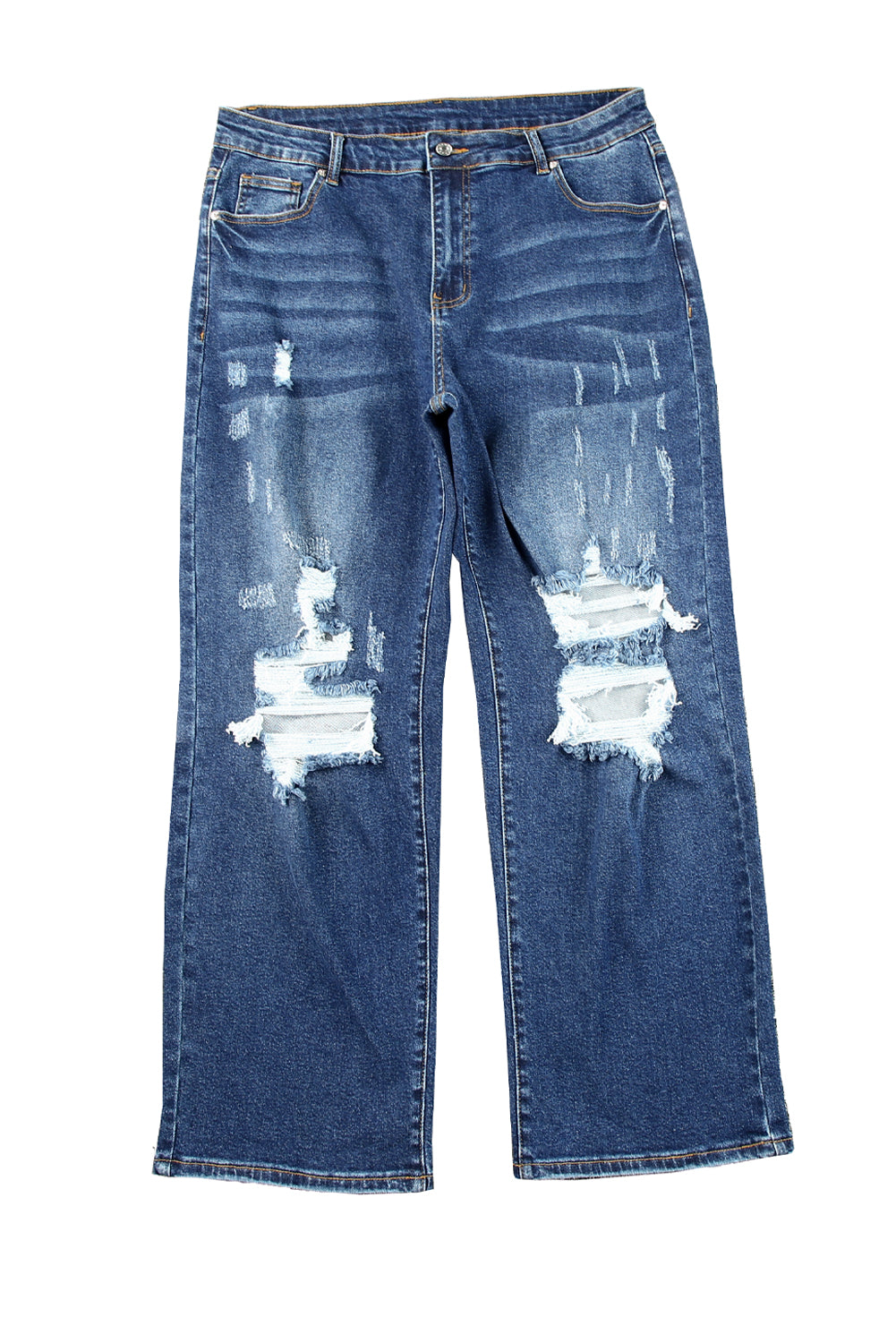 Blue High Waist Distressed Plus Size Jeans