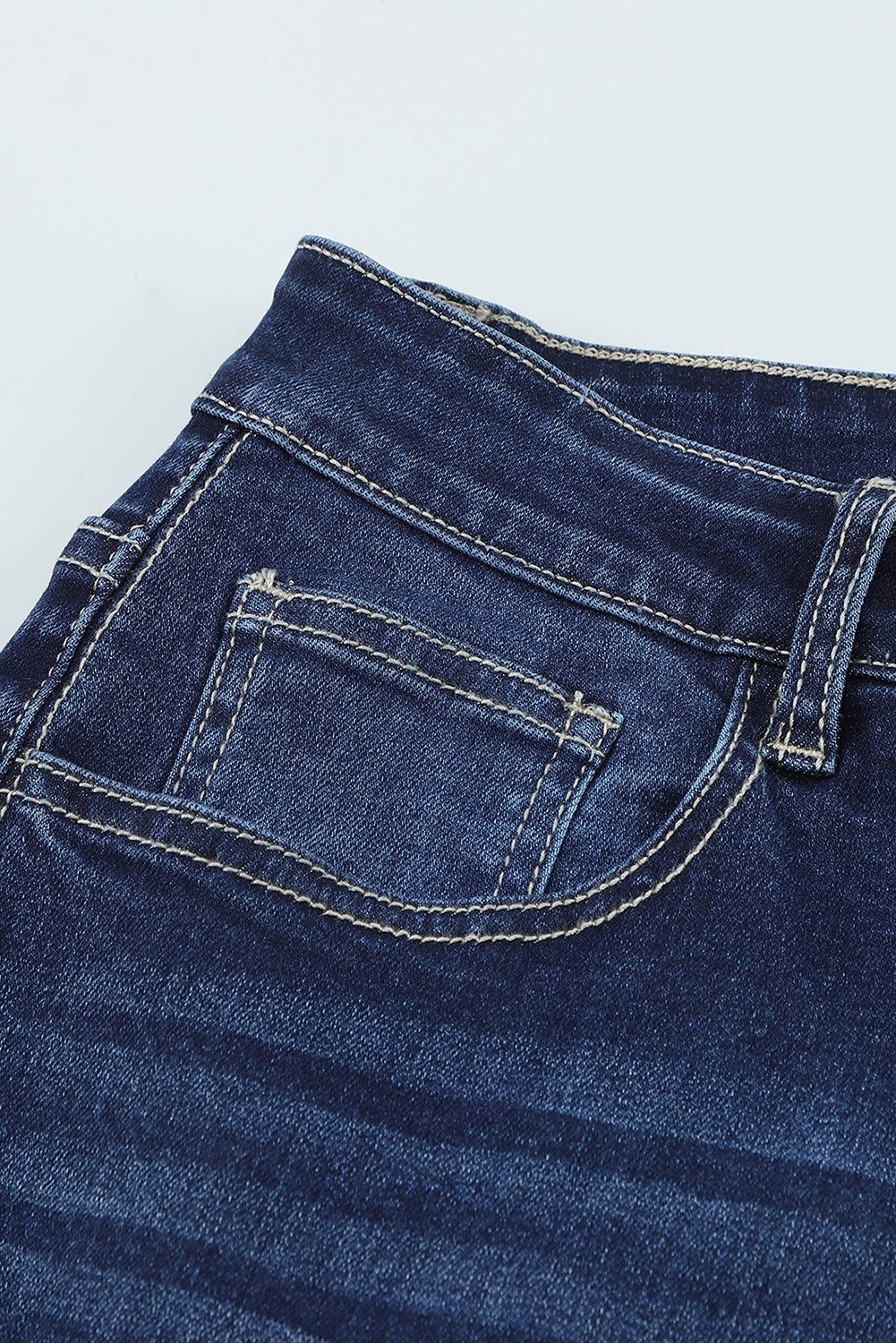 Blue Plus Size Deep Wash Mid-Waist Flared Jeans