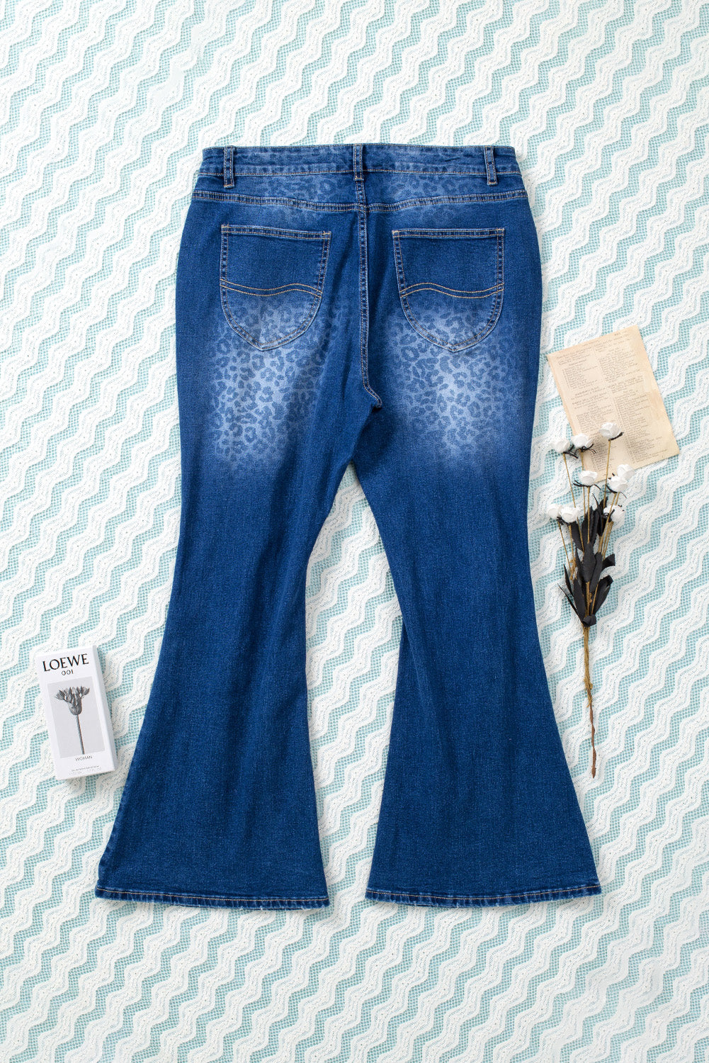 Blue Secluded Leopard Wash Plus Size Jeans