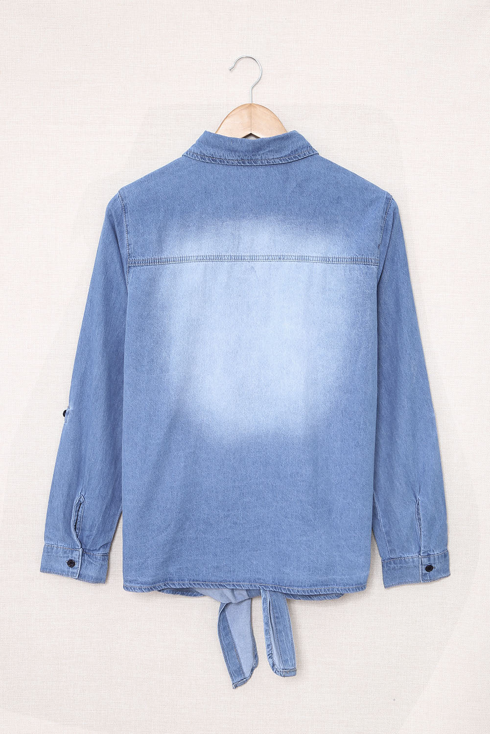 Blue Washed Pocketed Denim Shirt