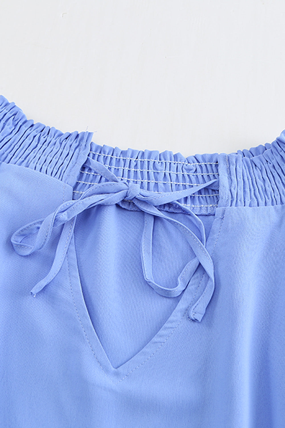 Bubble Sleeve Split Neck Ruffle Tunic Dress