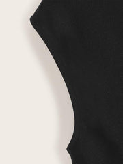 Button Detail Draped Collar Asymmetrical Vest