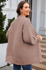Buttoned Front Drop Shoulder Knitted Cardigan