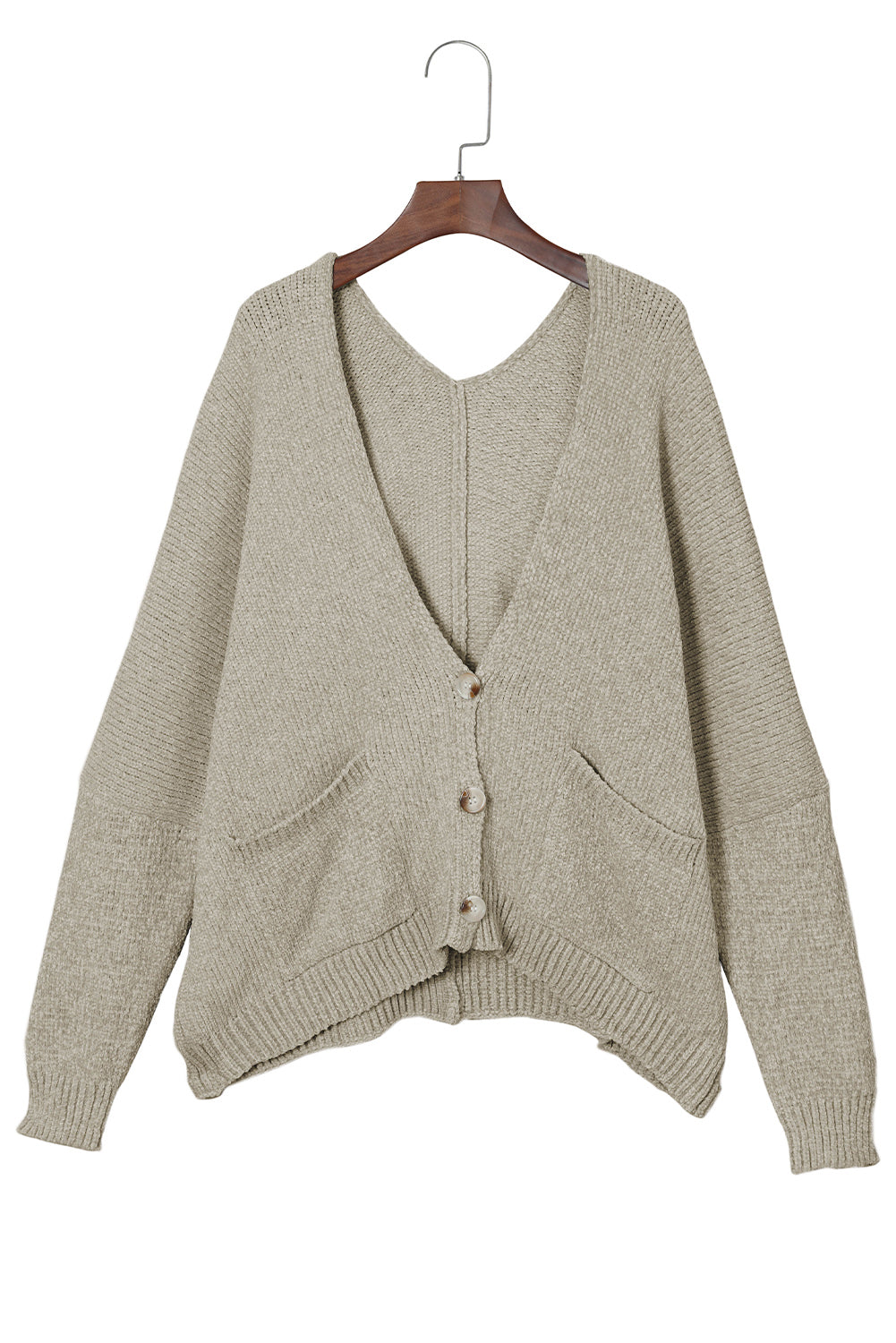 Buttons Front Pocketed Sweater Cardigan