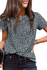 Cheetah Print O-Neck Short Sleeve T Shirt